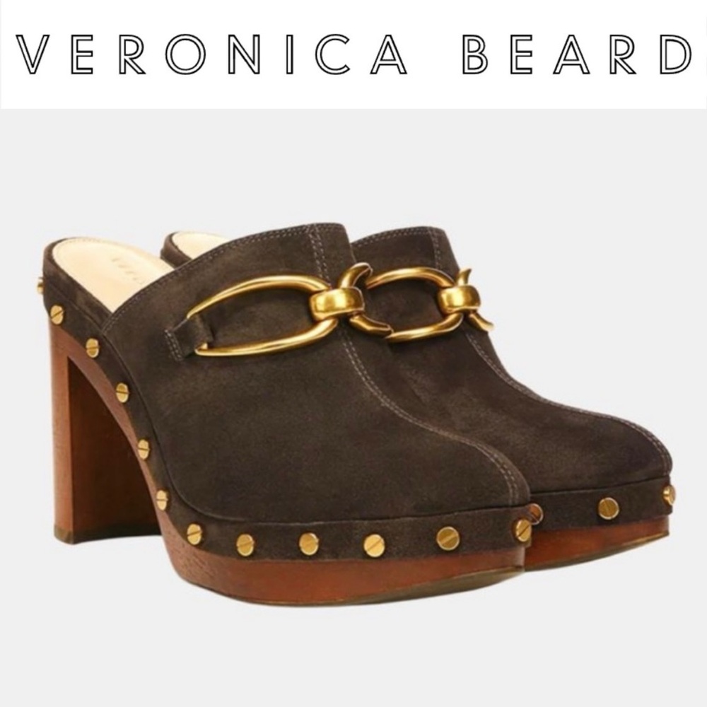 Veronica Beard Giles Olive Suede Wood Heeled
Clog in Green Size 9